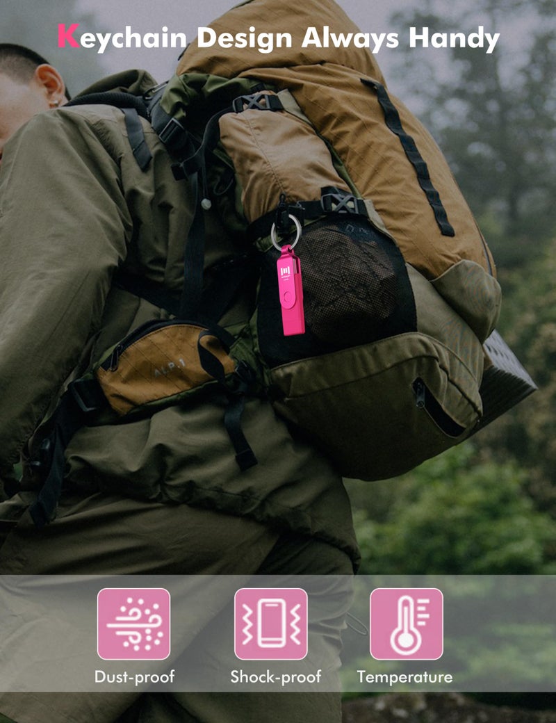 MOSDART 64GB Dual USB 3.2 Type-C Flash Drive, 150MB/S Thumb Drive with Keychain and LED Light, exFAT Memory Stick for iPhone 15, 16 and 17, iPad, Android Phone, MacBook, Laptop, Hot Pink - Image 5