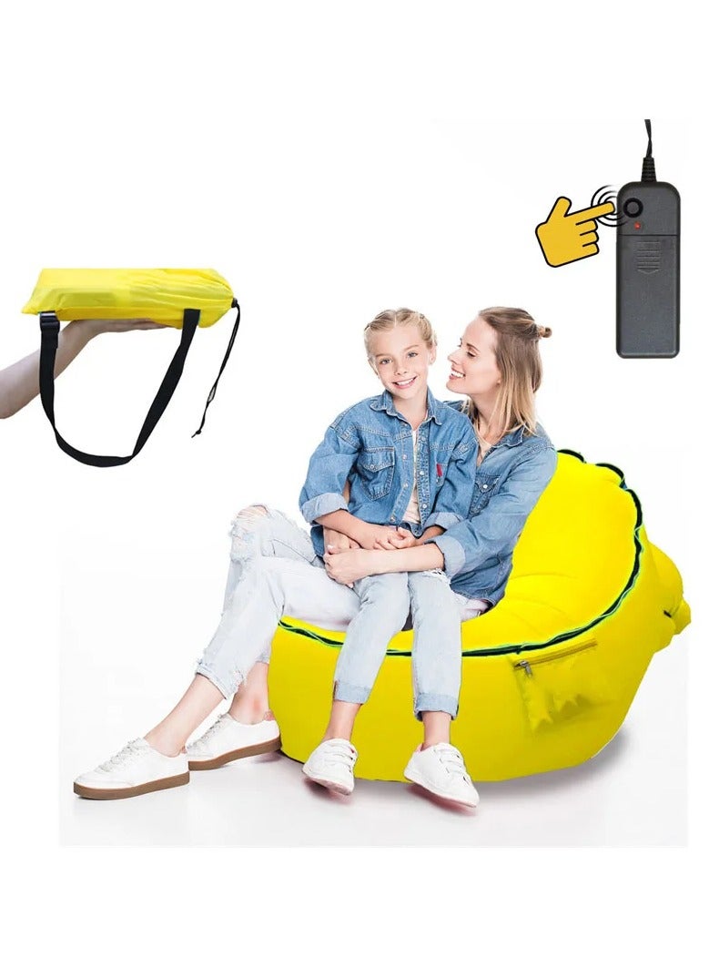 اليكليڤ وسادة كرسي الشاطئ LED القابلة للنفخ - تصميم 3 في 1 ، محمولة وخفيفة الوزن ، نايلون 210T ، سعة 440 رطلا ، مناسبة للتخييم / المشي لمسافات طويلة / الحفلات / داخلي وخارجي مع ضوء LED للتحكم عن بعد. - Image 2