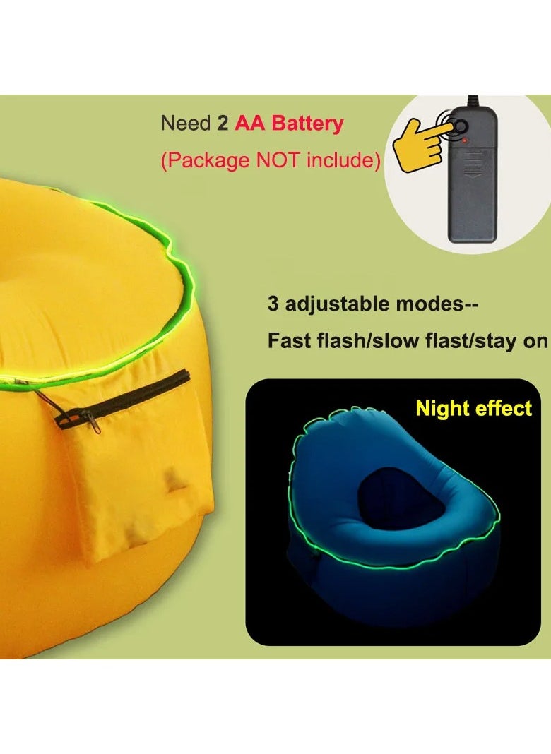 Inflatable LED Beach Chair Cushion - 3 in 1 Design, Portable & Lightweight, 210T Nylon, 440lbs Capacity, for Camping/Hiking/Parties/Outdoors & Indoors, with Remote-Controlled LED Lights. - pzsku/Z9EB8C8A929E55228A9D0Z/45/_/1711359051/d58bce91-f2aa-43f3-92e0-aa07e1b72863