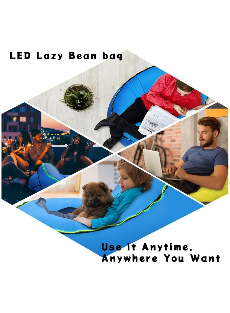 اليكليڤ وسادة كرسي الشاطئ LED القابلة للنفخ - تصميم 3 في 1 ، محمولة وخفيفة الوزن ، نايلون 210T ، سعة 440 رطلا ، مناسبة للتخييم / المشي لمسافات طويلة / الحفلات / داخلي وخارجي مع ضوء LED للتحكم عن بعد. - Image 4