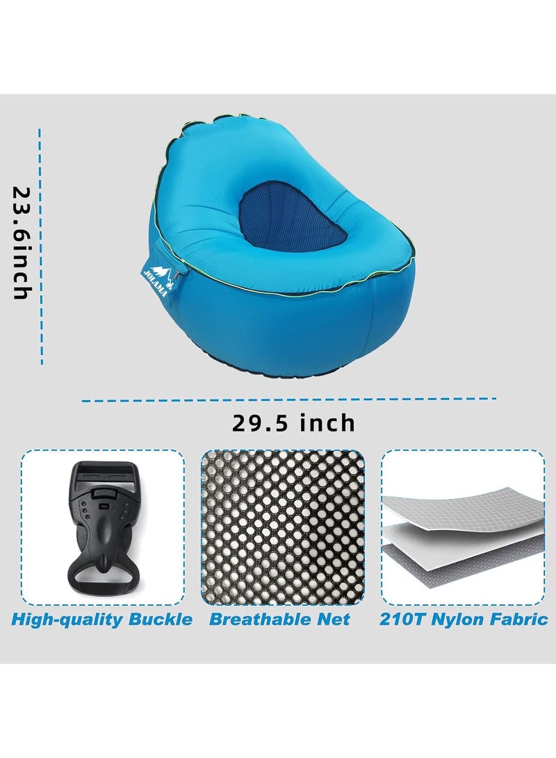 اليكليڤ وسادة كرسي الشاطئ LED القابلة للنفخ - تصميم 3 في 1 ، محمولة وخفيفة الوزن ، نايلون 210T ، سعة 440 رطلا ، مناسبة للتخييم / المشي لمسافات طويلة / الحفلات / داخلي وخارجي مع ضوء LED للتحكم عن بعد. - Image 5