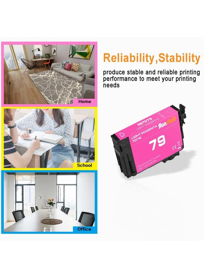 Run Star 2 Packs 79 T079 Light Magenta Remanufactured Ink Cartridge Replacement for Epson 79 T079 use for Epson Artisan 1430 Stylus Photo 1400 Printer (2 Light Magenta) - Image 5