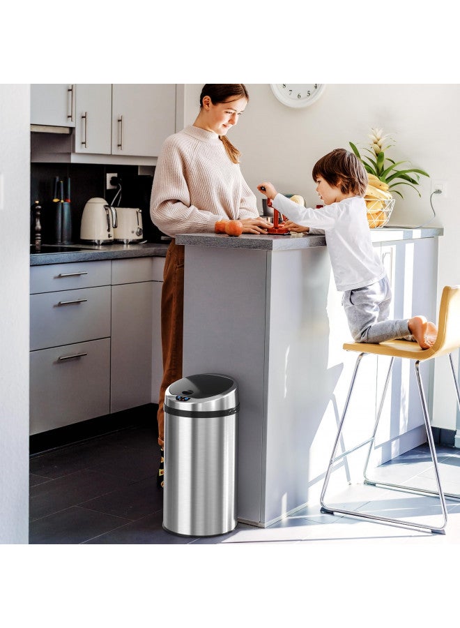 iTouchless 8 Gallon Touchless Sensor Kitchen Trash Can with Odor Control System, Stainless Steel, Round Garbage Bin for Home or Office - Image 5