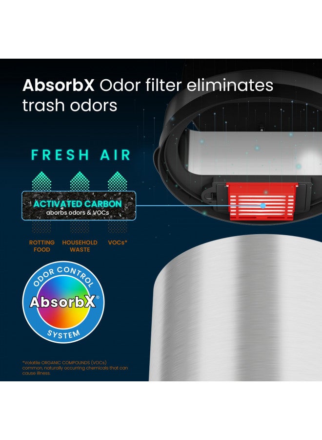 iTouchless 8 Gallon Touchless Sensor Kitchen Trash Can with Odor Control System, Stainless Steel, Round Garbage Bin for Home or Office - Image 3