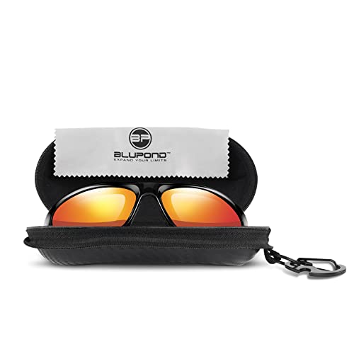 BLUPOND Sunglasses Case Semi Hard EVA Shell with Metal Hanging Hook Belt Clip Sun Glasses Storage - Carbon Fiber Skin - Image 3