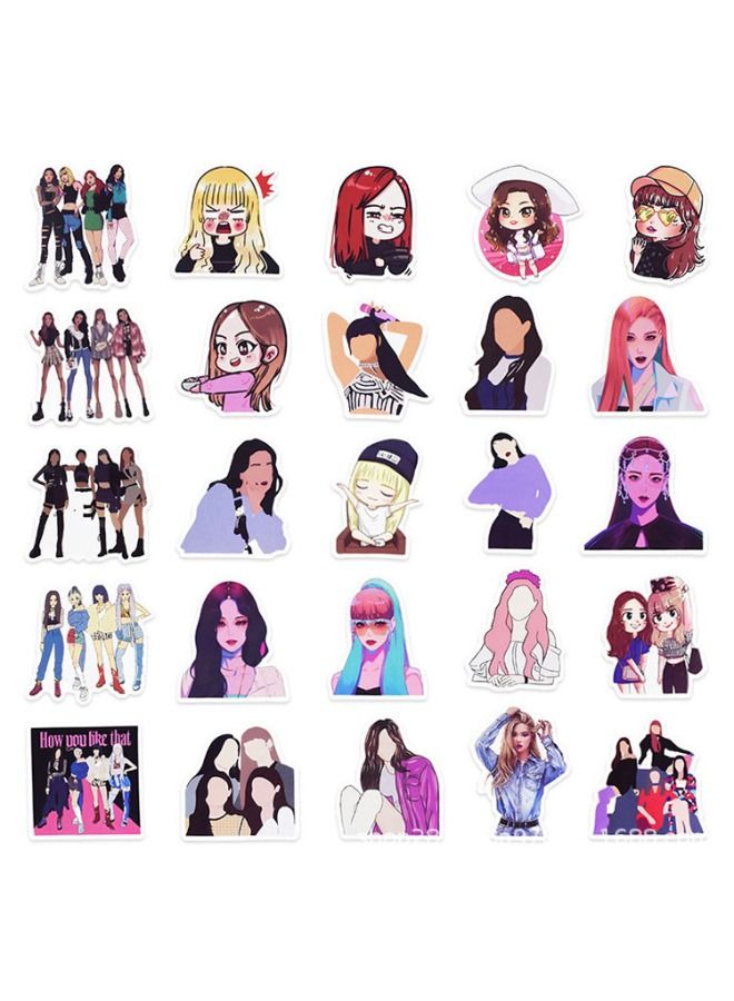 50-Piece Girl Group Members Premium Waterproof Vinyl Stickers Set, Cartoon Combination Sticker, HD Fine Color Printing, Suitable for Laptop Skateboard Luggage DIY  - Image 2