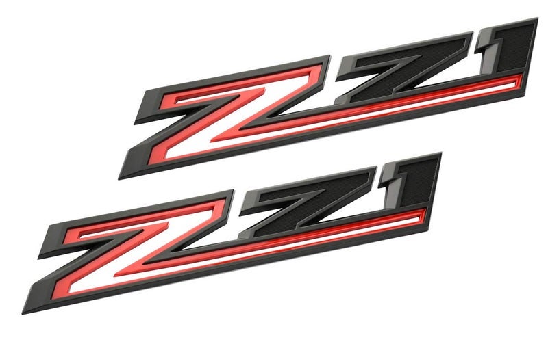 KITMOUS 2pcs New Z71 Emblems Replacement for 2019-2021 Silverado 1500 2500 3500 Decal Badge 84632695 Nameplate OEM (Black Red) - Image 1