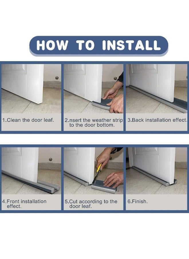 Optico - Door Draft Stopper, 96 cm Length Under Door Seal, Door Sweep for Exterior & Interior Doors, Door Bottom Draft Blocker Dust and Noise Insulation  Twin Door Draft Stopper Adjustable Door Foam Seal Strip Breeze Blocker, Noise Sound Light Smell Blocker for Doors - Image 1
