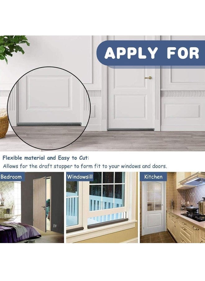 Optico - Door Draft Stopper, 96 cm Length Under Door Seal, Door Sweep for Exterior & Interior Doors, Door Bottom Draft Blocker Dust and Noise Insulation  Twin Door Draft Stopper Adjustable Door Foam Seal Strip Breeze Blocker, Noise Sound Light Smell Blocker for Doors - Image 1
