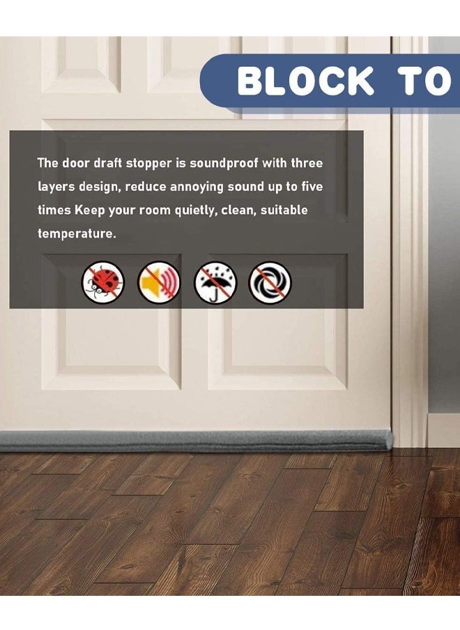 Optico - Door Draft Stopper, 96 cm Length Under Door Seal, Door Sweep for Exterior & Interior Doors, Door Bottom Draft Blocker Dust and Noise Insulation  Twin Door Draft Stopper Adjustable Door Foam Seal Strip Breeze Blocker, Noise Sound Light Smell Blocker for Doors - Image 1