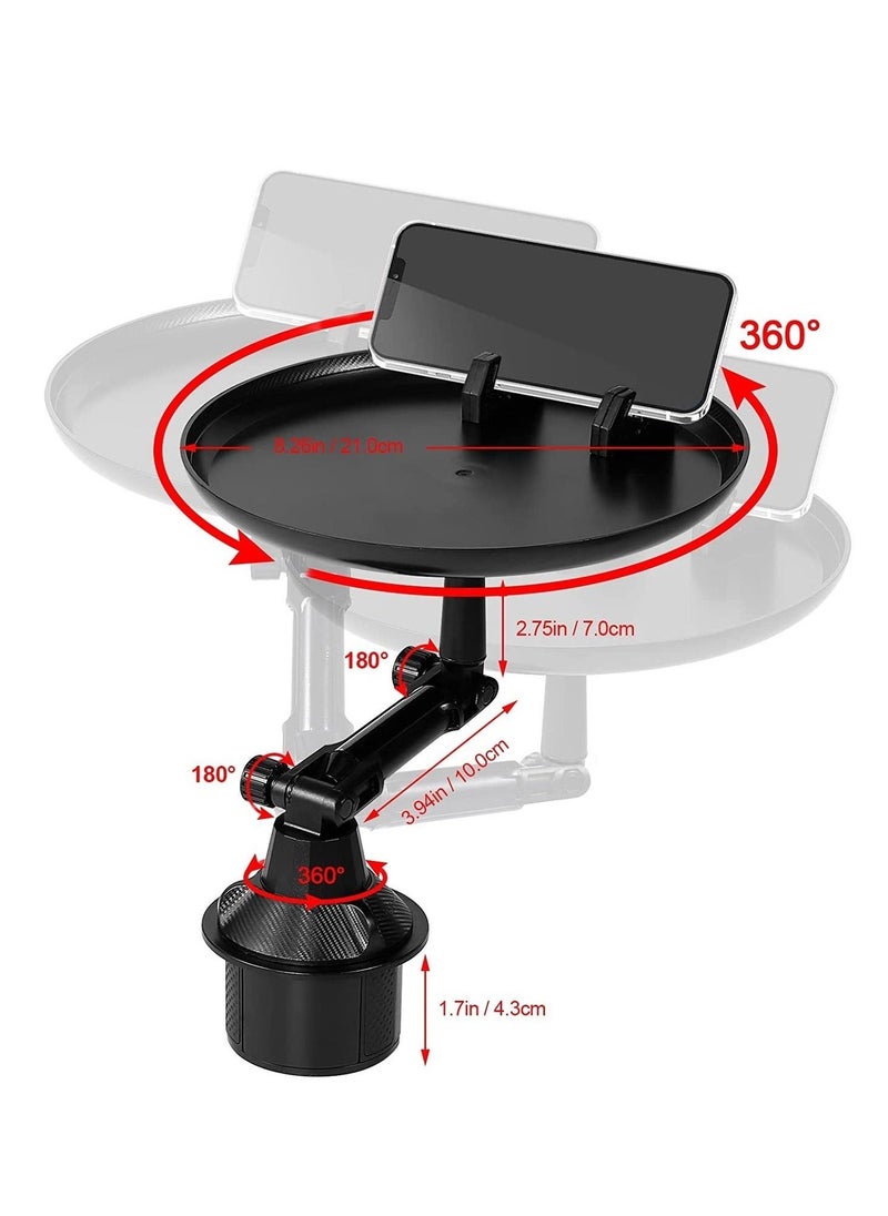 ELTRAZONE Car Cup Holder Tray, Car Tray Table with Phone Holder, Adjustable Car Tray Perfect for Eating in The Car - Image 4