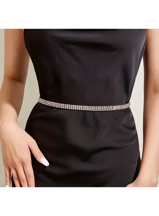 Goolsky Women's Sparkling Rhinestone Belt - Shimmering Wedding, Beach Party & Prom Accessory - Standard Size Fashion Waist Cinch for Dresses, Skirts, Jeans (No Feathers, Easy Wear) - Image 2