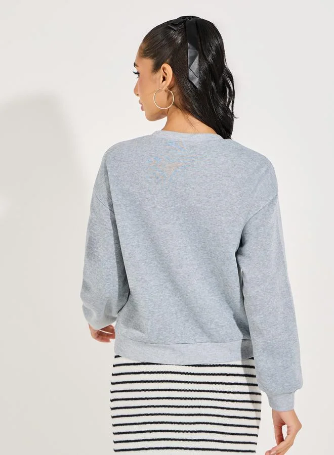 Styli New Jersey Print Round Neck T-Shirt