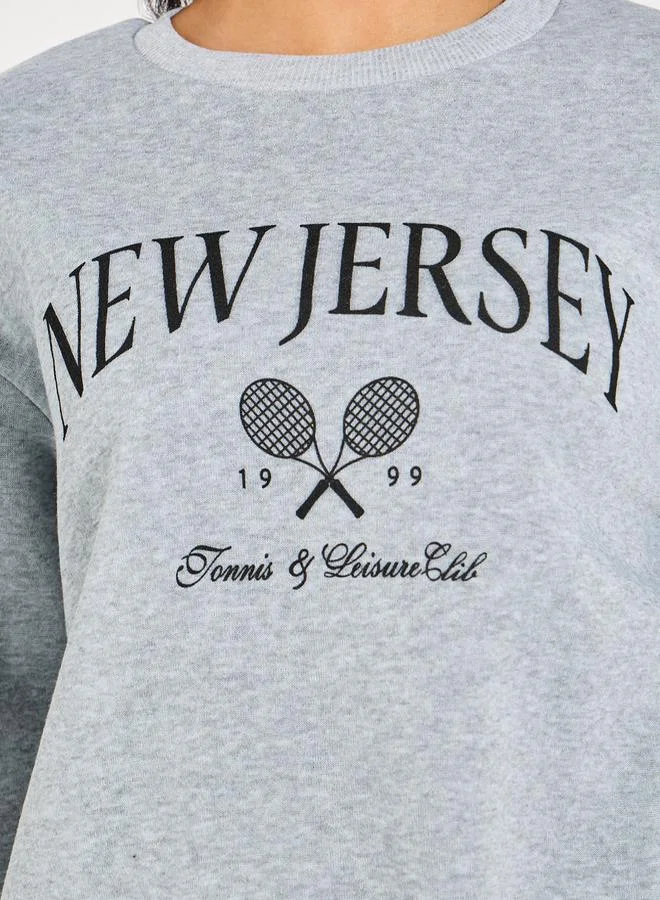 Styli New Jersey Print Round Neck T-Shirt
