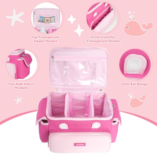 Jaffzora Carrying Case Fit for Little Tikes Story Dream Machine Books Starter Set, Cute Storage Bag Compatible with Toniebox, Storypod Audio Player and Accessories, Pink (Bag Only) - Image 5