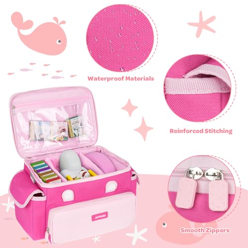 Jaffzora Carrying Case Fit for Little Tikes Story Dream Machine Books Starter Set, Cute Storage Bag Compatible with Toniebox, Storypod Audio Player and Accessories, Pink (Bag Only) - Image 4