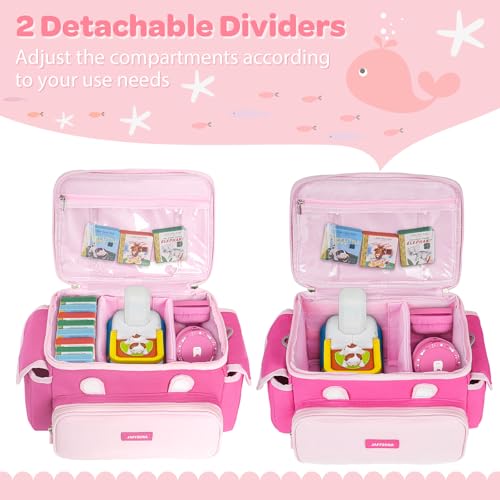 Jaffzora Carrying Case Fit for Little Tikes Story Dream Machine Books Starter Set, Cute Storage Bag Compatible with Toniebox, Storypod Audio Player and Accessories, Pink (Bag Only) - Image 3