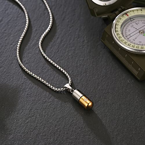 STWTR Stainless Steel Cylindrical Souvenir Capsule Pill Pendant Necklace, Cremated Ashes Pill Container Necklace - Image 4