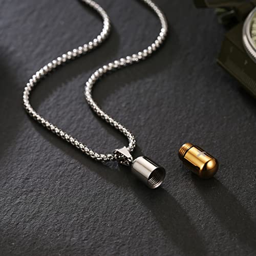 STWTR Stainless Steel Cylindrical Souvenir Capsule Pill Pendant Necklace, Cremated Ashes Pill Container Necklace - Image 5