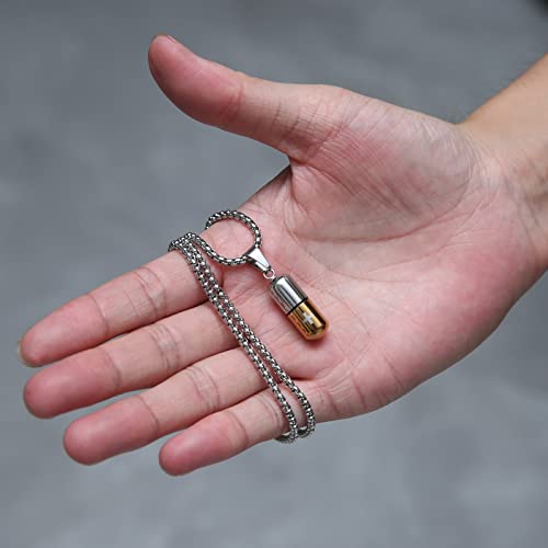 STWTR Stainless Steel Cylindrical Souvenir Capsule Pill Pendant Necklace, Cremated Ashes Pill Container Necklace - Image 3