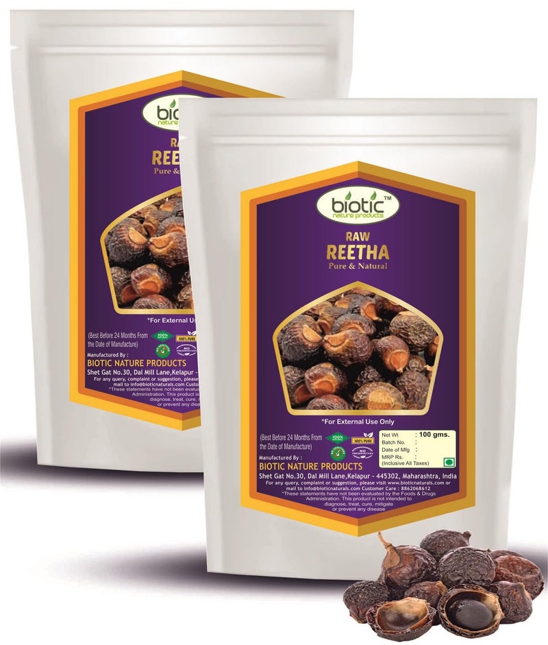 Biotic بروتيك طبيعي خام ريثا بذور ريثا بذور أريثا ريثا المجففة لنمو الشعر 200 جرام عبوة من 2 - Image 1