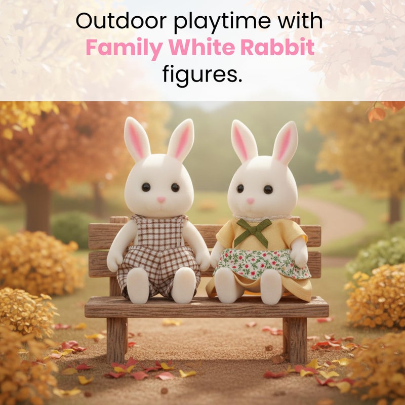 OLEOCA Family White Rabbit Figures â€” Set of 2 Collectible Flocked Mini Dolls with Removable Clothes, Miniature Dollhouse Pretend Play Figures for Kids Ages 3+ - Image 2