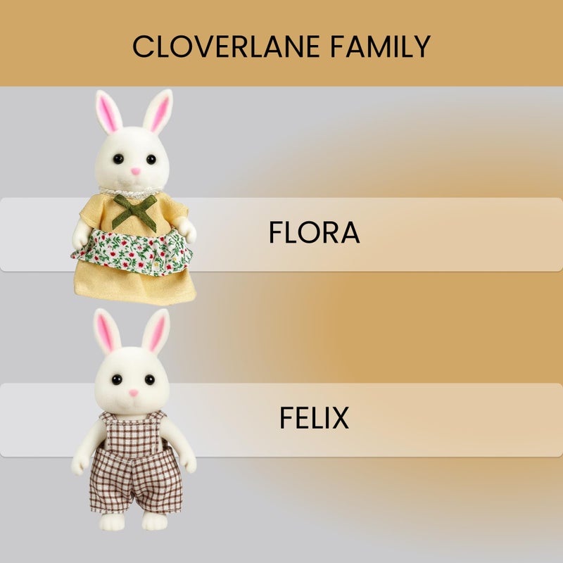 OLEOCA Family White Rabbit Figures â€” Set of 2 Collectible Flocked Mini Dolls with Removable Clothes, Miniature Dollhouse Pretend Play Figures for Kids Ages 3+ - Image 4