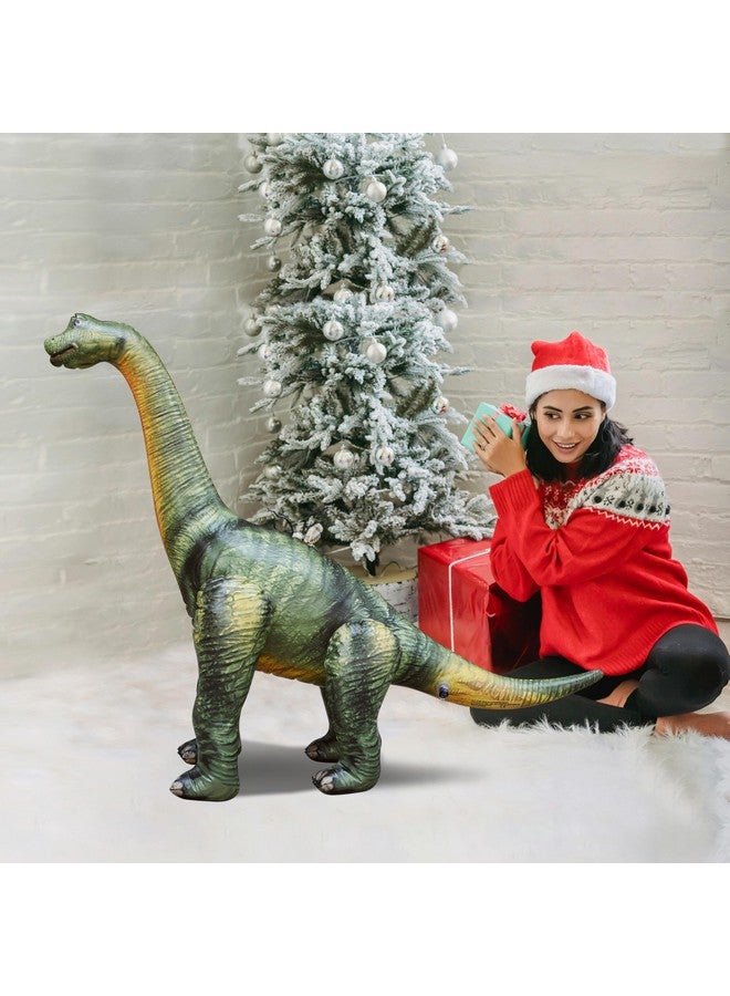 جيت كرييشنز لعبة ديناصور براكيوصور قابلة للنفخ من جيت كرييشنز، حيوان ما قبل التاريخ الأخضر، ديكور للحديقة، دعامة للصور، ديكور بطابع العصر الجوراسي، ارتفاع 36 بوصة/طول 49 بوصة، قطعة واحدة - Image 4