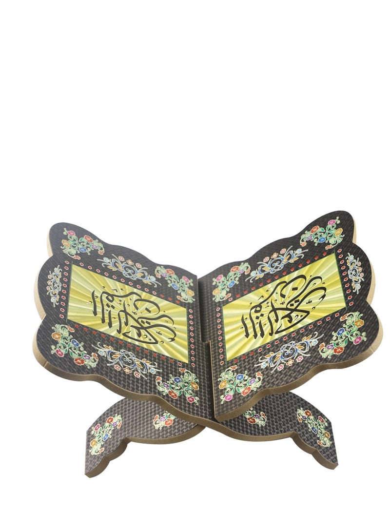 Y&D Quran Book Stand, Quran Holder Book Stand, Foldable Wooden Book Stand with Intricate Carvings for Bible Quran Eid Mubarak Ornament - Image 1