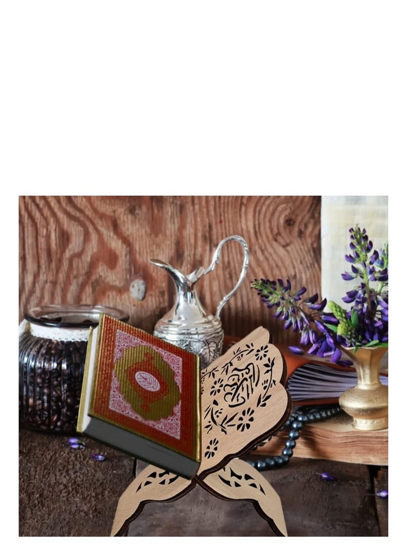 Y&D Quran Book Stand, Quran Holder Book Stand, Foldable Wooden Book Stand with Intricate Carvings for Bible Quran Eid Mubarak Ornament - Image 3