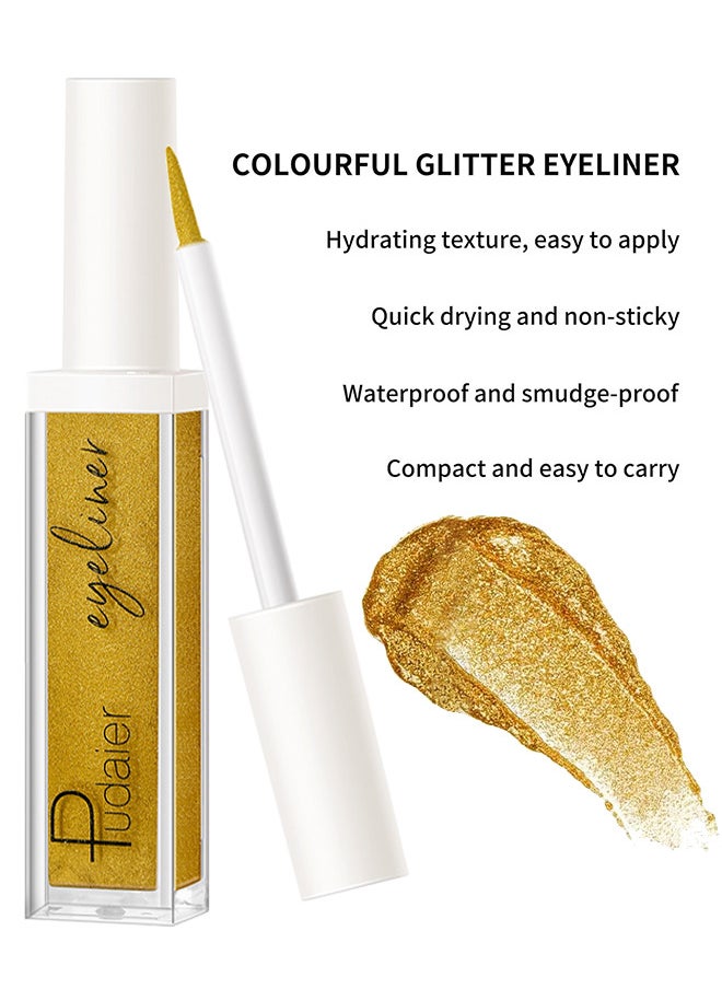 pudaier - Glitter Eyeliner Long Lasting Wear, Colored Eyeliners Makeup Pen, Metallic Liquid Eyeliner Waterproof Quick Dry Smooth No Fading Rainbow Eyeliner Eyeshadow Pencil, Women Sparkle Shimmer Color Eyeliner - Image 1