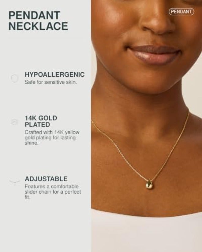 PAVOI 14K Gold Plated Dainty Pear Pendant Necklace for Women | Tear Pendant Necklaces - Image 4