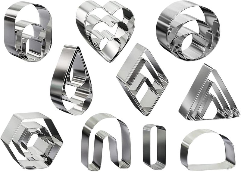 klarako Stainless Steel Polymer Clay Cutters Handmade Clay Earring Cutters Cookie Cutters Set for Jewelry Making Biscuit Fondant Cake Cookie Dessert  24 Piece Set - Image 3