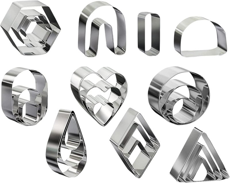 klarako Stainless Steel Polymer Clay Cutters Handmade Clay Earring Cutters Cookie Cutters Set for Jewelry Making Biscuit Fondant Cake Cookie Dessert  24 Piece Set - Image 1