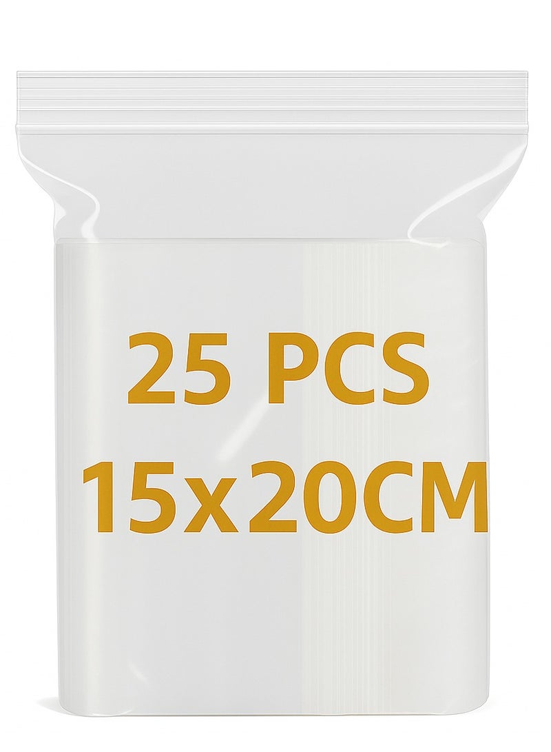Lavish Clear Ziplock Bags 15x20CM | 25 PACK Transparent Resealable Plastic Pouches |Reclosable Seal for Food Jewelry Travel Packing Storage | Multi Purpose Plastic Zipper Bags - Image 1