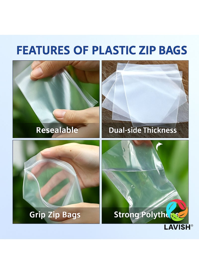 Lavish Clear Ziplock Bags 15x20CM | 25 PACK Transparent Resealable Plastic Pouches |Reclosable Seal for Food Jewelry Travel Packing Storage | Multi Purpose Plastic Zipper Bags - Image 4
