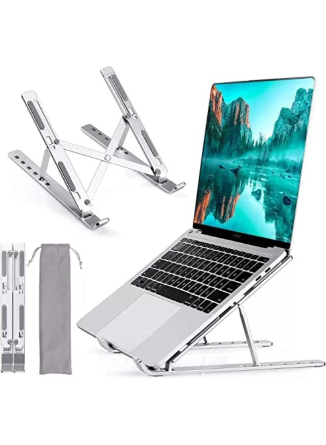 SKY-TOUCH Laptop Stand for Desk, Adjustable Laptop Riser ABS+Silicone Foldable Portable Laptop Holder, Ventilated Cooling Notebook Stand for MacBook Pro Air, Lenovo, Dell, HP, Laptops,Tablet - Image 1