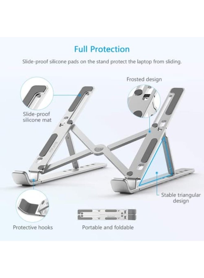 SKY-TOUCH Laptop Stand for Desk, Adjustable Laptop Riser ABS+Silicone Foldable Portable Laptop Holder, Ventilated Cooling Notebook Stand for MacBook Pro Air, Lenovo, Dell, HP, Laptops,Tablet - Image 2