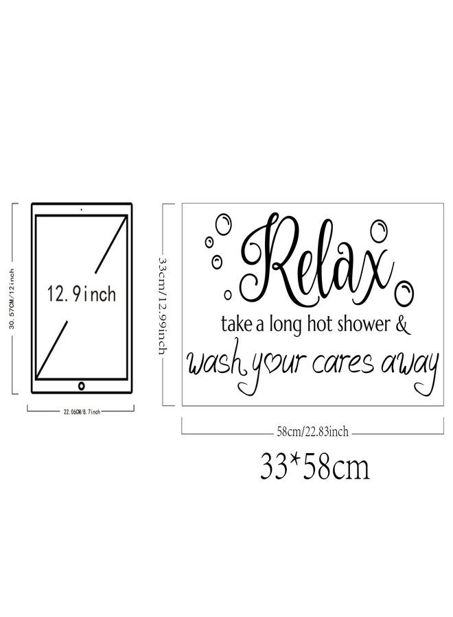 SUPERDANT Bathroom Wall Decals Relax Shower Door Decals Bath Wall Sticker for Dorm Take A Long Hot Shower Quotes Wall Art DIY Decor Wall Art Stickers Vinyl Bathroom Stickers Shower Doors 22.8x13inch - Image 4