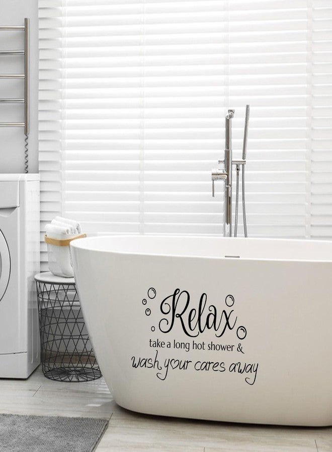 SUPERDANT Bathroom Wall Decals Relax Shower Door Decals Bath Wall Sticker for Dorm Take A Long Hot Shower Quotes Wall Art DIY Decor Wall Art Stickers Vinyl Bathroom Stickers Shower Doors 22.8x13inch - Image 5
