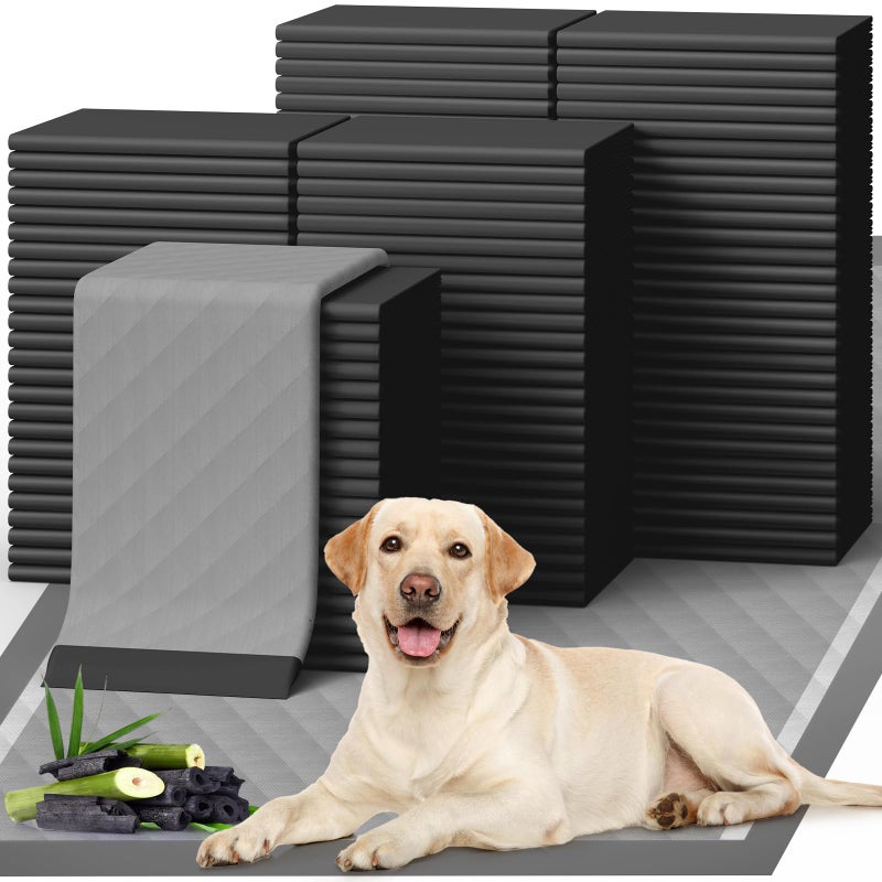 Powools 100-Pack X-Large Puppy Pads - 34'' x 28'' Pee Pads for Dogs Potty Training with Leak-Proof Quick-Dry Design, 6-Layer Wee Wee Pads for Dogs, Charcoal, Black - Image 1