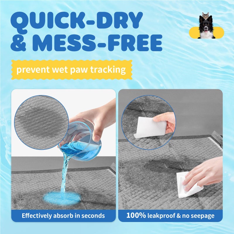 Powools 100-Pack X-Large Puppy Pads - 34'' x 28'' Pee Pads for Dogs Potty Training with Leak-Proof Quick-Dry Design, 6-Layer Wee Wee Pads for Dogs, Charcoal, Black - Image 4