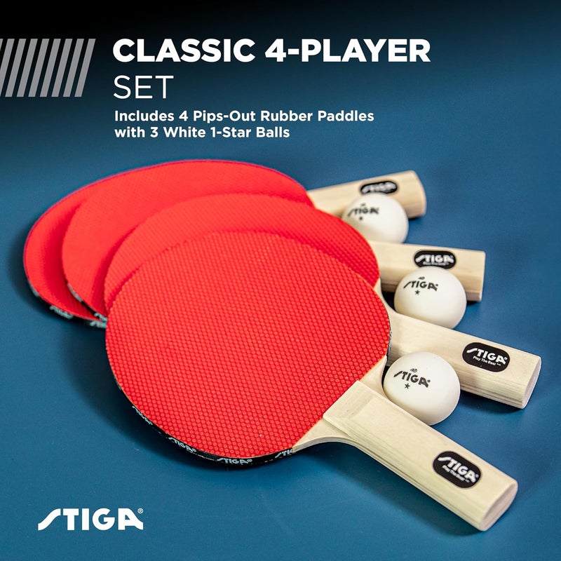Stiga طقم بينغ بونغ كلاسيكي للاعبين 2 و 4 - مضارب تنس الطاولة - Image 2