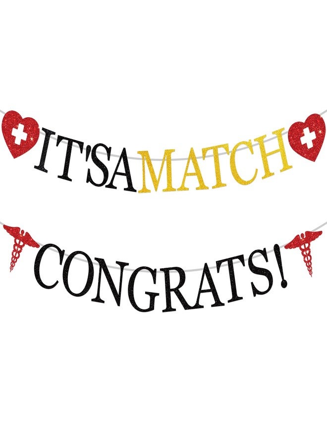 EoBeCy Match Day Celebration Banner Set, 2 Pcs Congrats on Matching Garland, Doctor Day Medical School Graduation Party Decorations for Students & Doctors - Image 1