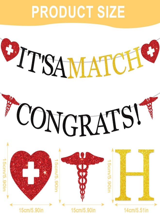 EoBeCy Match Day Celebration Banner Set, 2 Pcs Congrats on Matching Garland, Doctor Day Medical School Graduation Party Decorations for Students & Doctors - Image 2