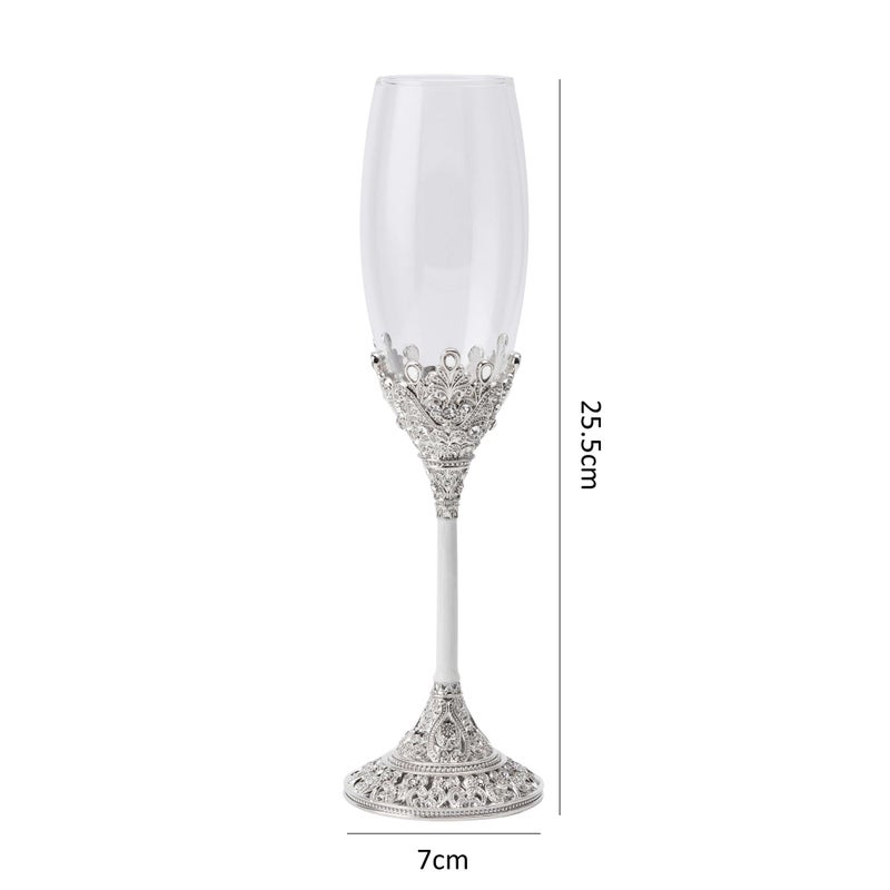 LASODY Crystal Set Champagne Flutes - Wedding Glasses for Bride & Groom - Toasting Cups Gift Sets for Couples - Engagement, Wedding, House Warming Gift - Image 2