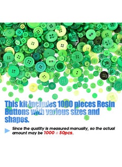 Glarks 1000 Pieces Christmas Buttons 2 Holes And 4 Holes Green Round Craft Resin Buttons For Sewing Scrapbooking Christmas Diy Craft Decoration (Green)  - Image 2
