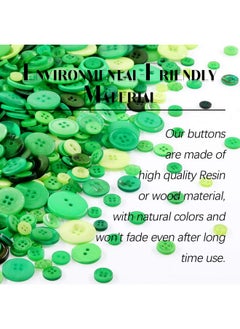 Glarks 1000 Pieces Christmas Buttons 2 Holes And 4 Holes Green Round Craft Resin Buttons For Sewing Scrapbooking Christmas Diy Craft Decoration (Green)  - Image 4