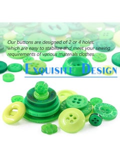 Glarks 1000 Pieces Christmas Buttons 2 Holes And 4 Holes Green Round Craft Resin Buttons For Sewing Scrapbooking Christmas Diy Craft Decoration (Green)  - Image 3