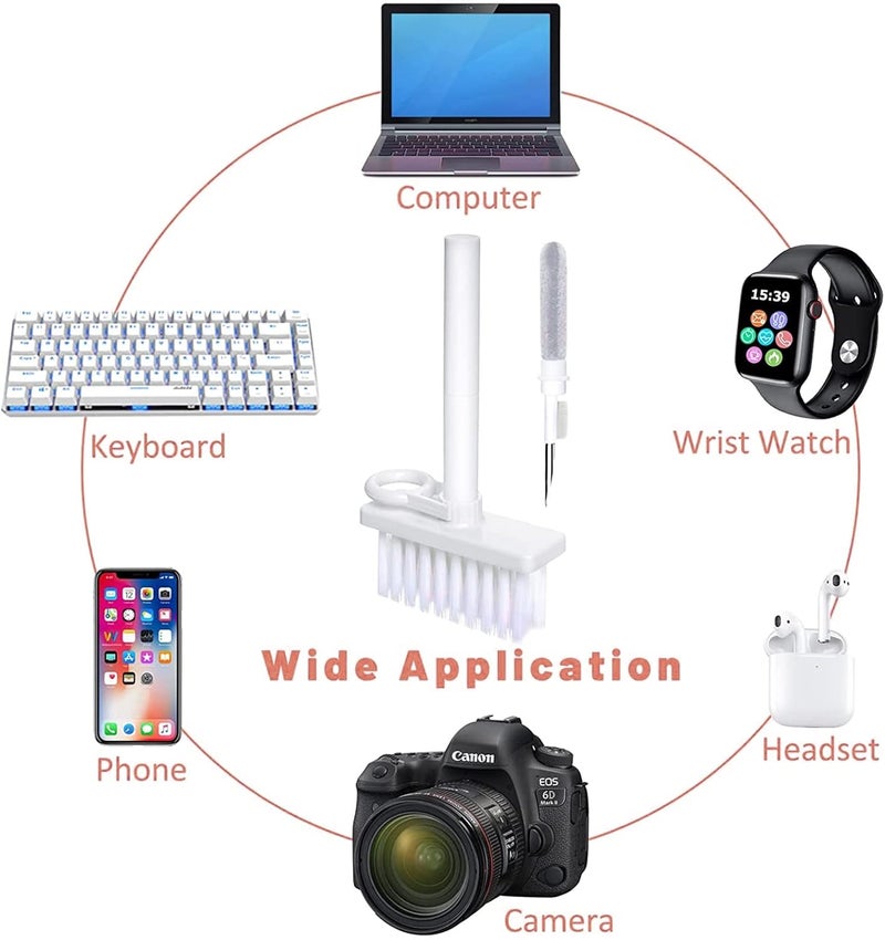 Spaceshoop Keyboard & Earphone Cleaner 5 in 1, Multifunctional in-Ear Headphones Cleaning Brush Computer Cleaning Tools Kit Corner Gap Duster Keycap Puller for Laptop Airpods Pro Bluetooth Earphones - Image 2